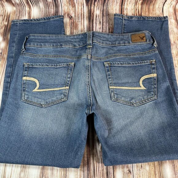 American Eagle ARTIST CROP Womens Size 6 Blue Low Rise Jeans Denim Pants 31x25.5 - Picture 2 of 10